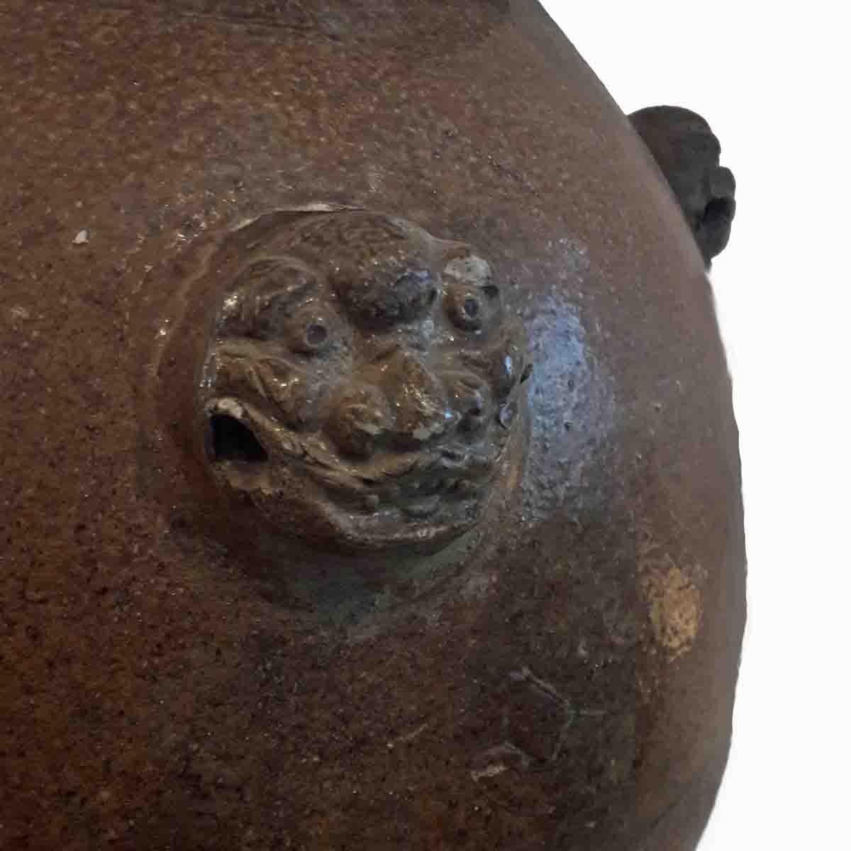 Glazed Terracotta Vase or Planter with Dragon Handles, from India 1