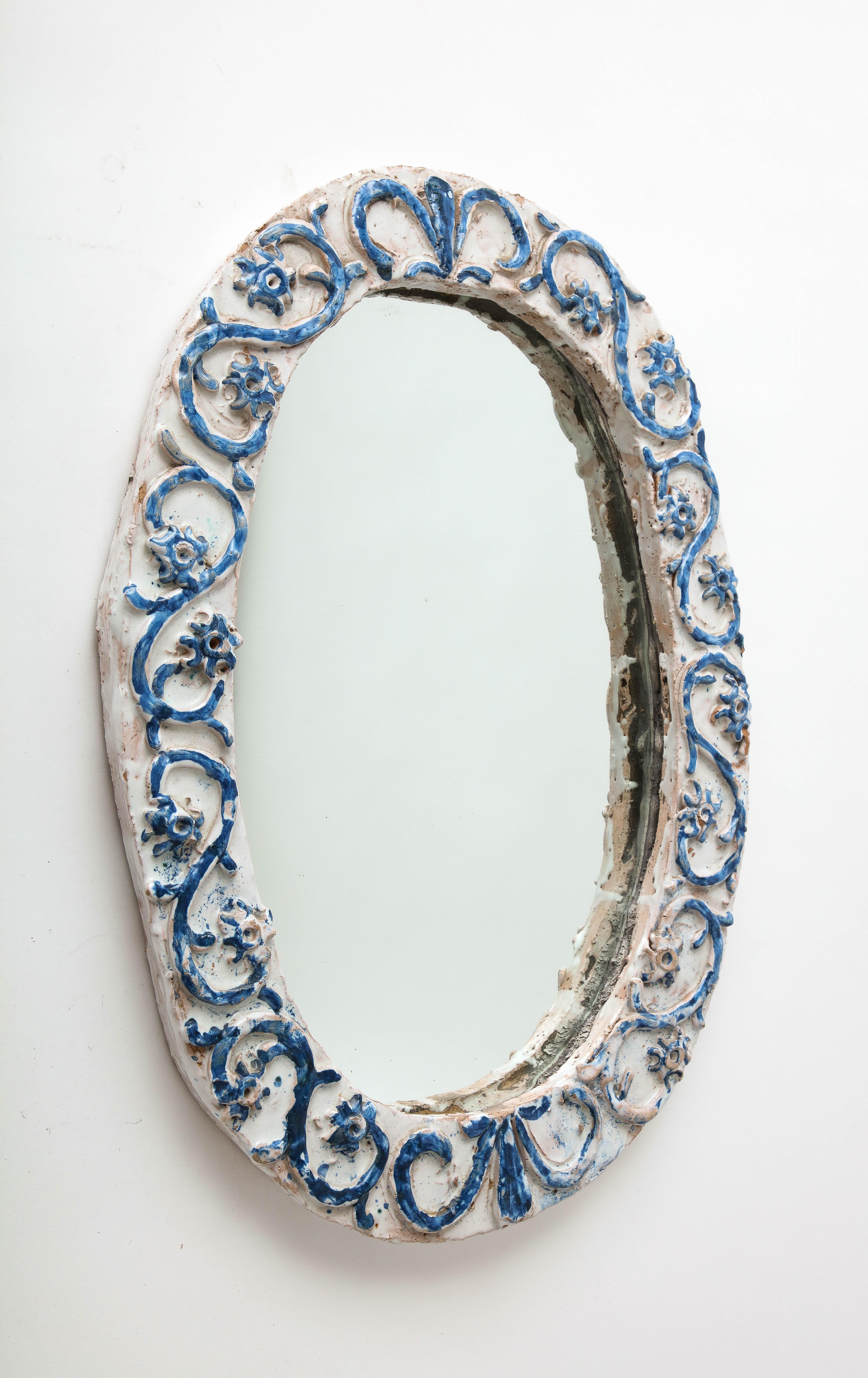 Charming vintage Italian wall mirror. Hand-sculpted.