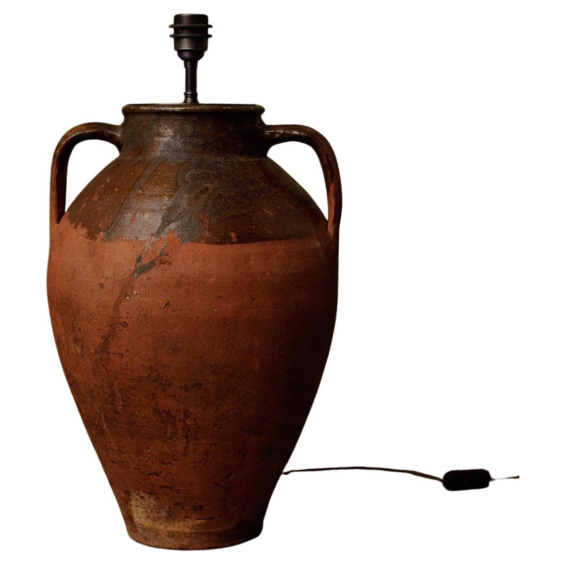 Lampe de table en céramique turque émaillée en terre cuite 20e siècle Antiquité