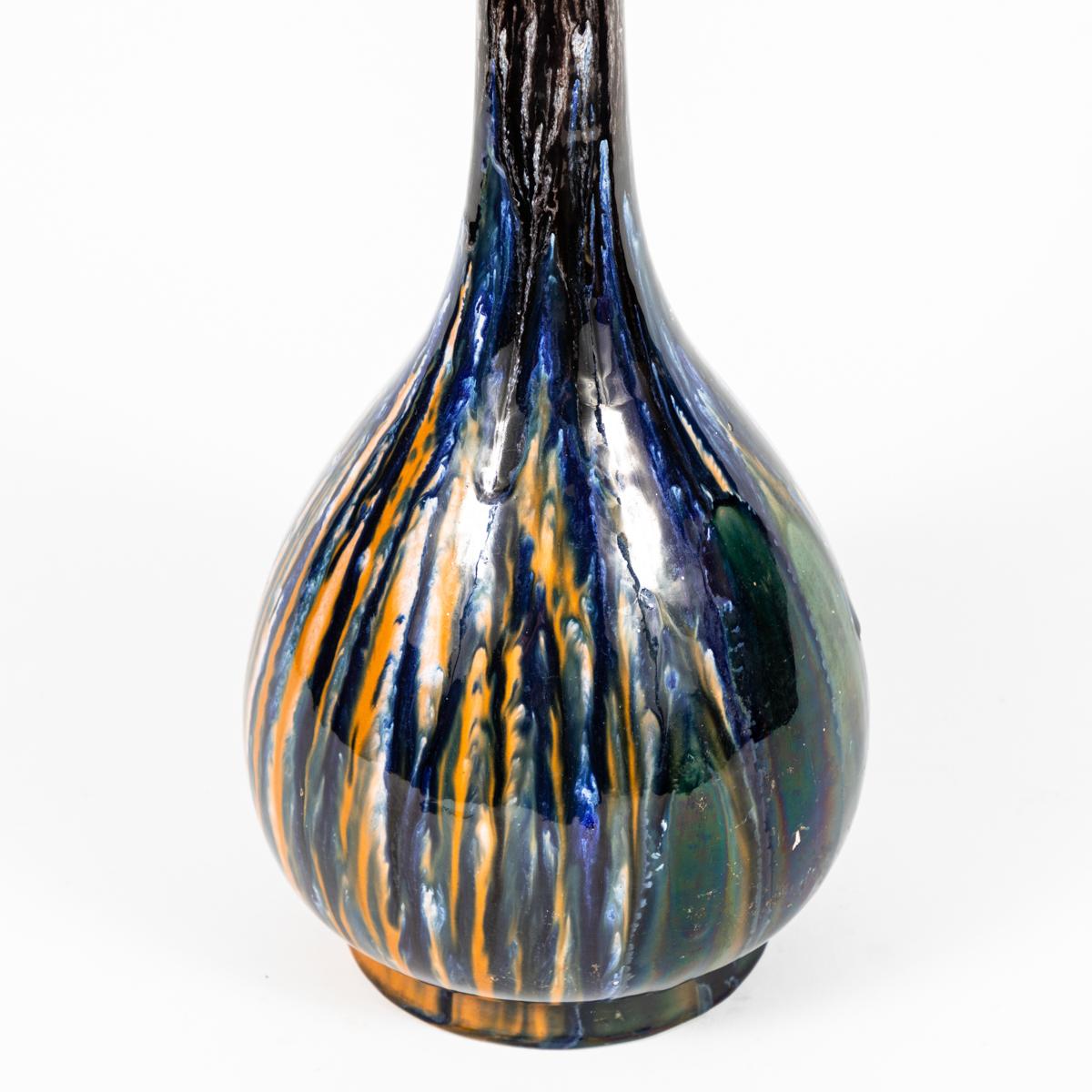 Victorian Multicolor Glazed Vase In Good Condition For Sale In Los Angeles, CA