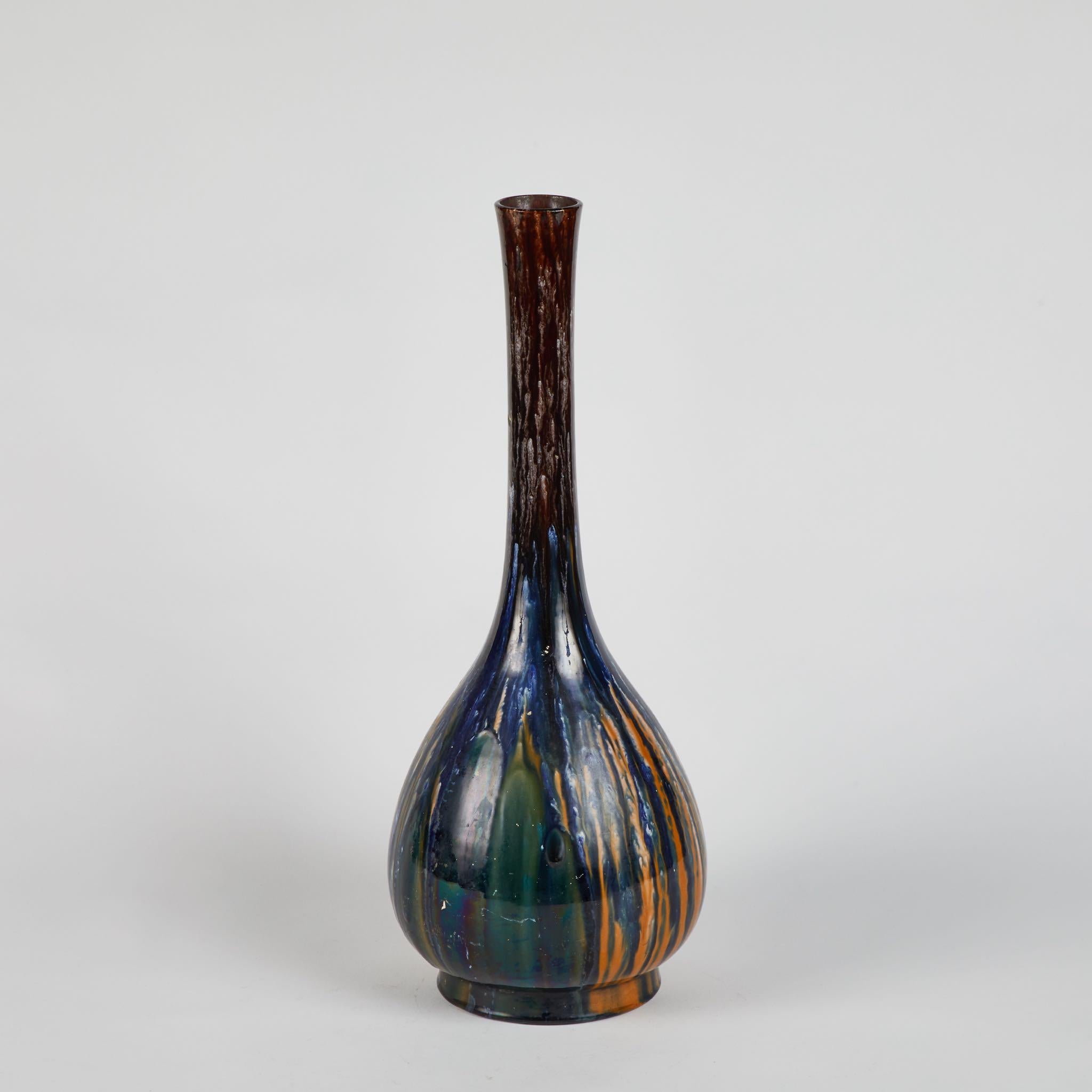 Late 19th Century Victorian Multicolor Glazed Vase For Sale