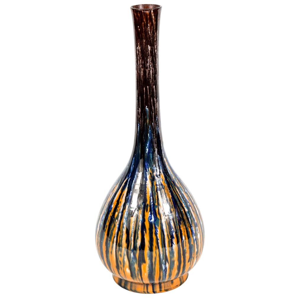 Victorian Multicolor Glazed Vase For Sale