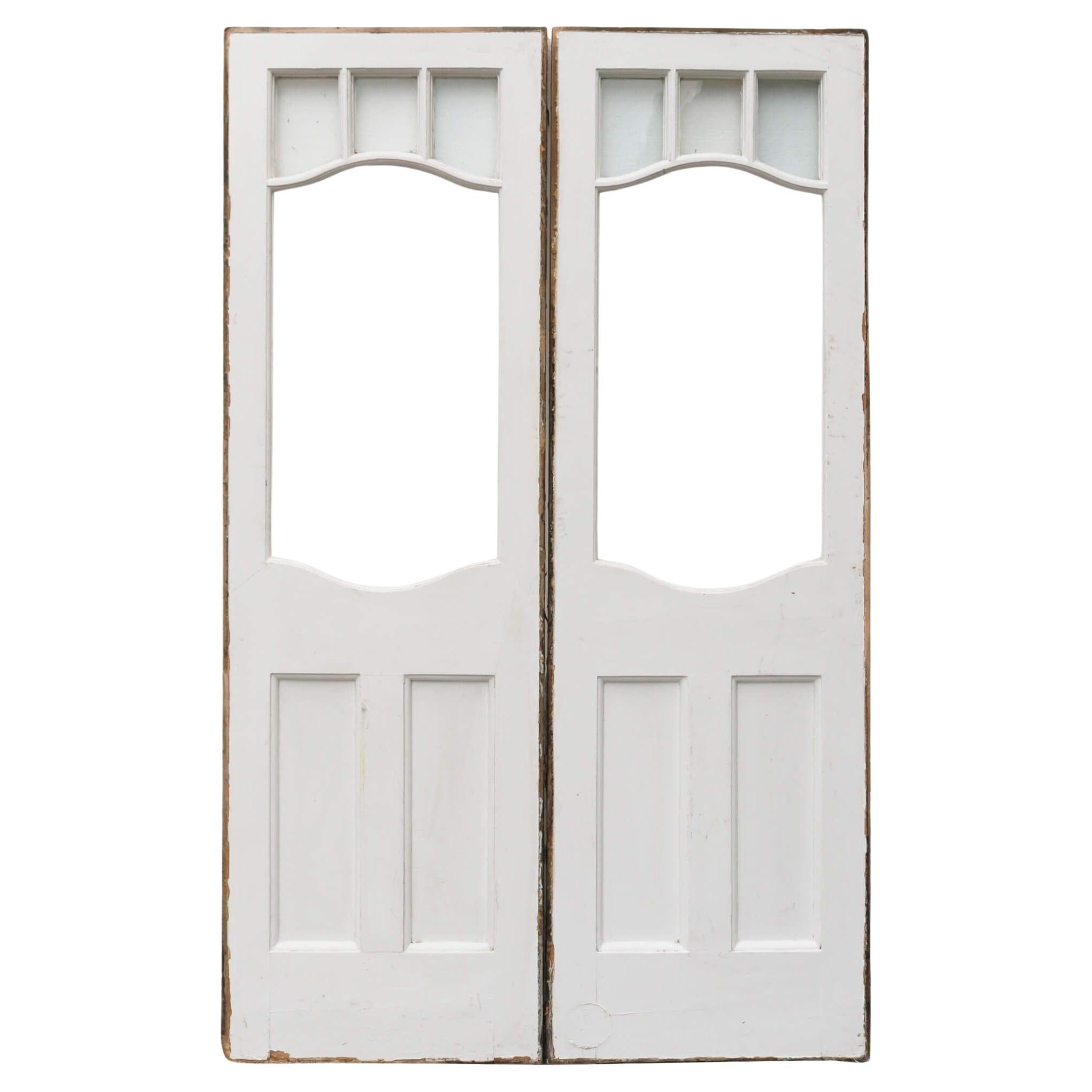 Glazed Victorian Internal or External Double Doors For Sale
