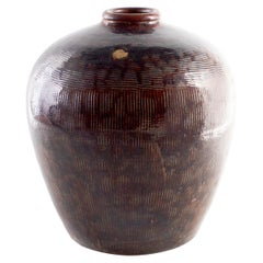Glazed Vintage Terracotta Storage Jar