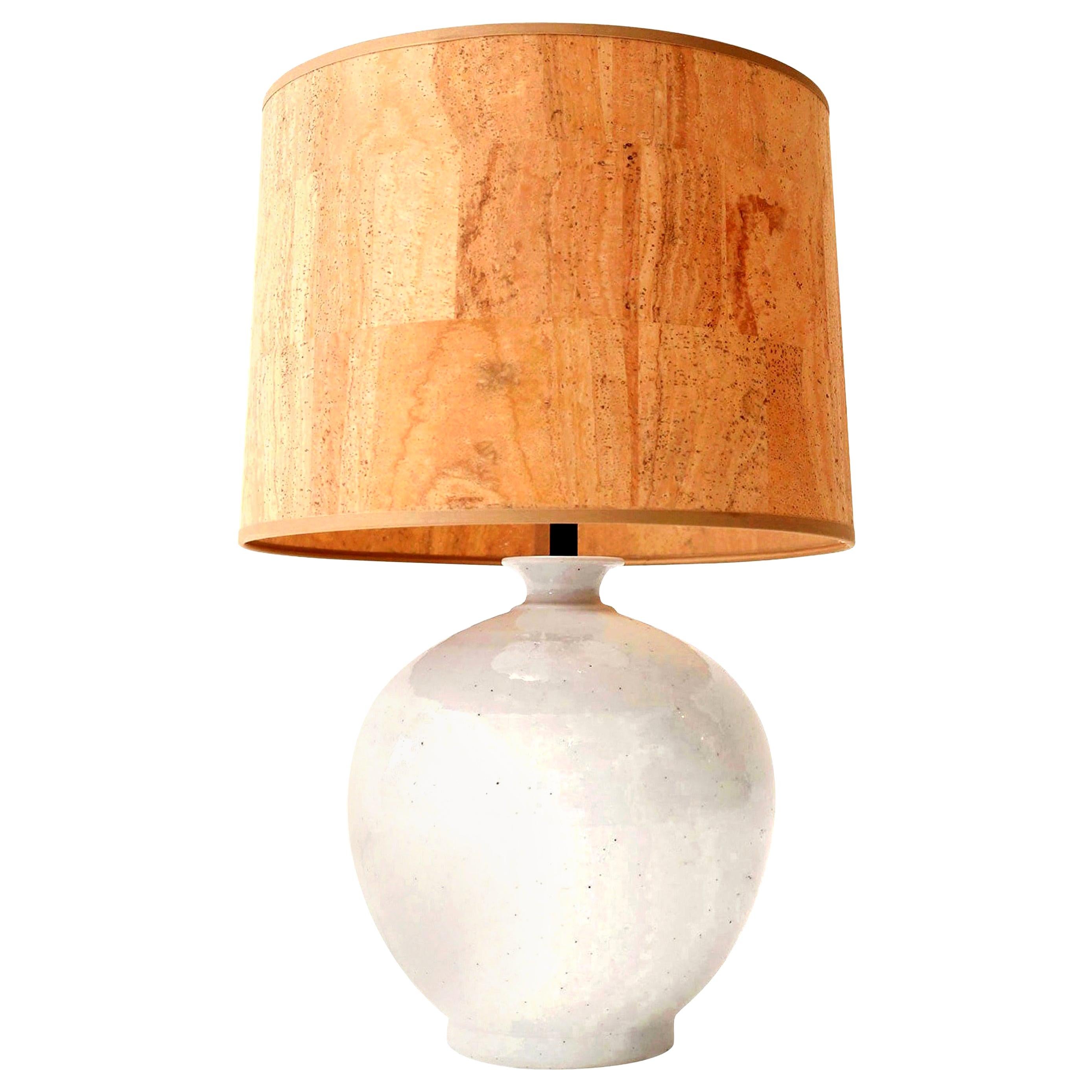 Glazed White Ceramic Table Lamp 4