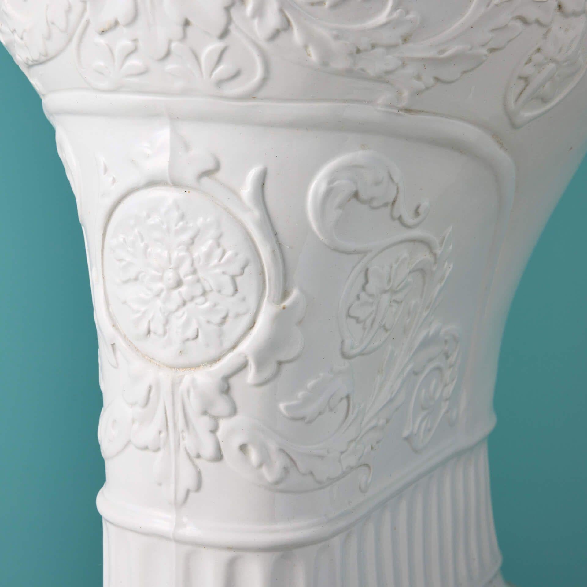 Victorian Glazed White Porcelain Embossed Antique ‘Severn’ Toilet or WC For Sale