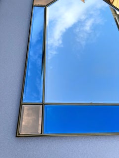 Glazing Mirror Brass and Color Glass, Italy, 1980s
