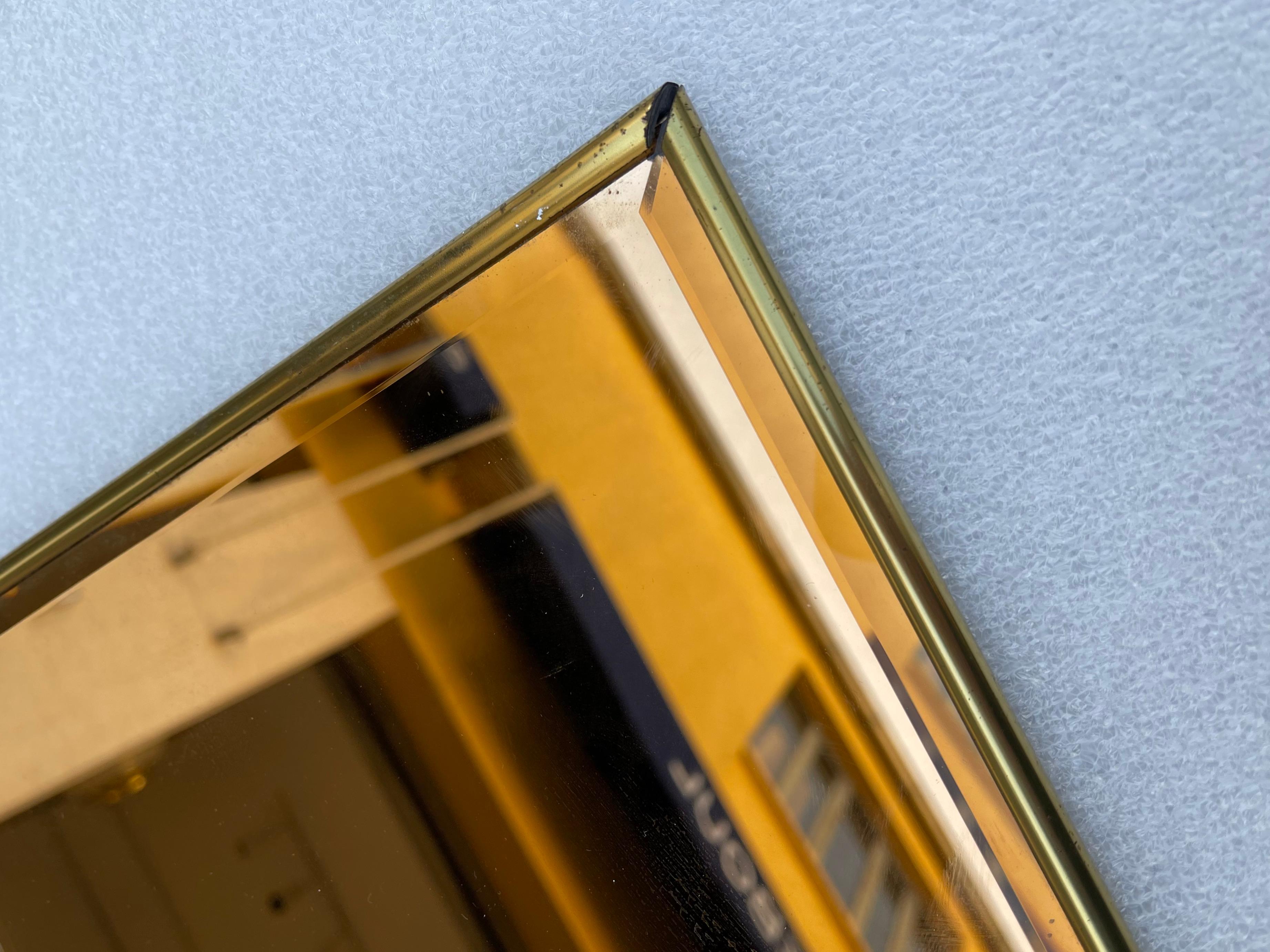 Glazing Mirror Brass and Color Glass, Italy, 1980s In Good Condition In SAINT-OUEN, FR