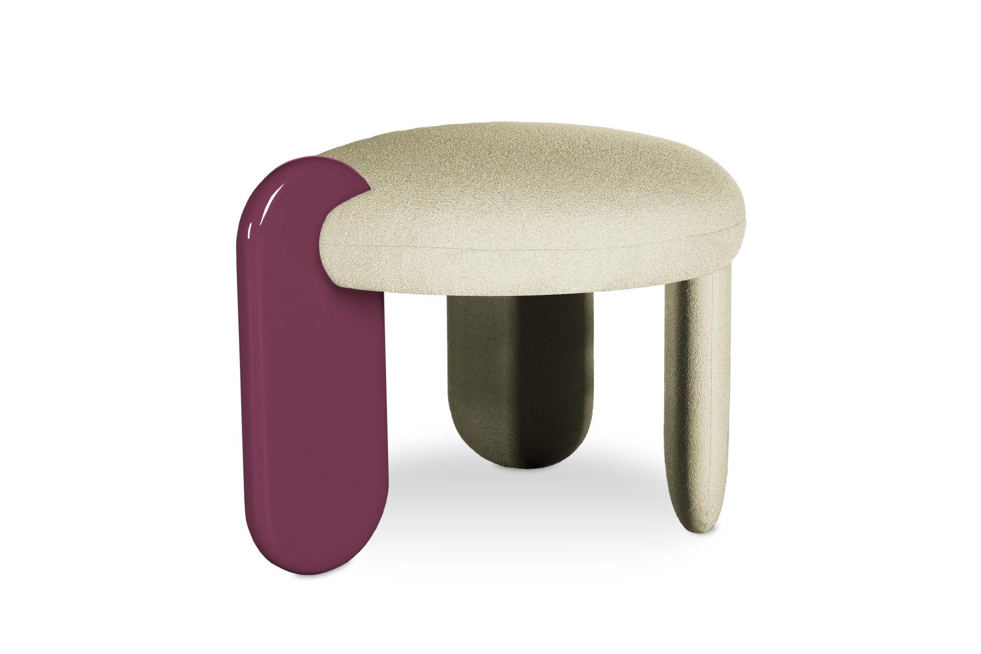 Glazy stool by Royal Stranger
Dimensions: W 68.5 x D 50 x D 60 cm.
Materials: Solid wood frame, foam, upholstery. 
Also available in other leg colors, Royal Stranger’s fabrics and in COM.

Step into a world of eye candy furniture with glazy