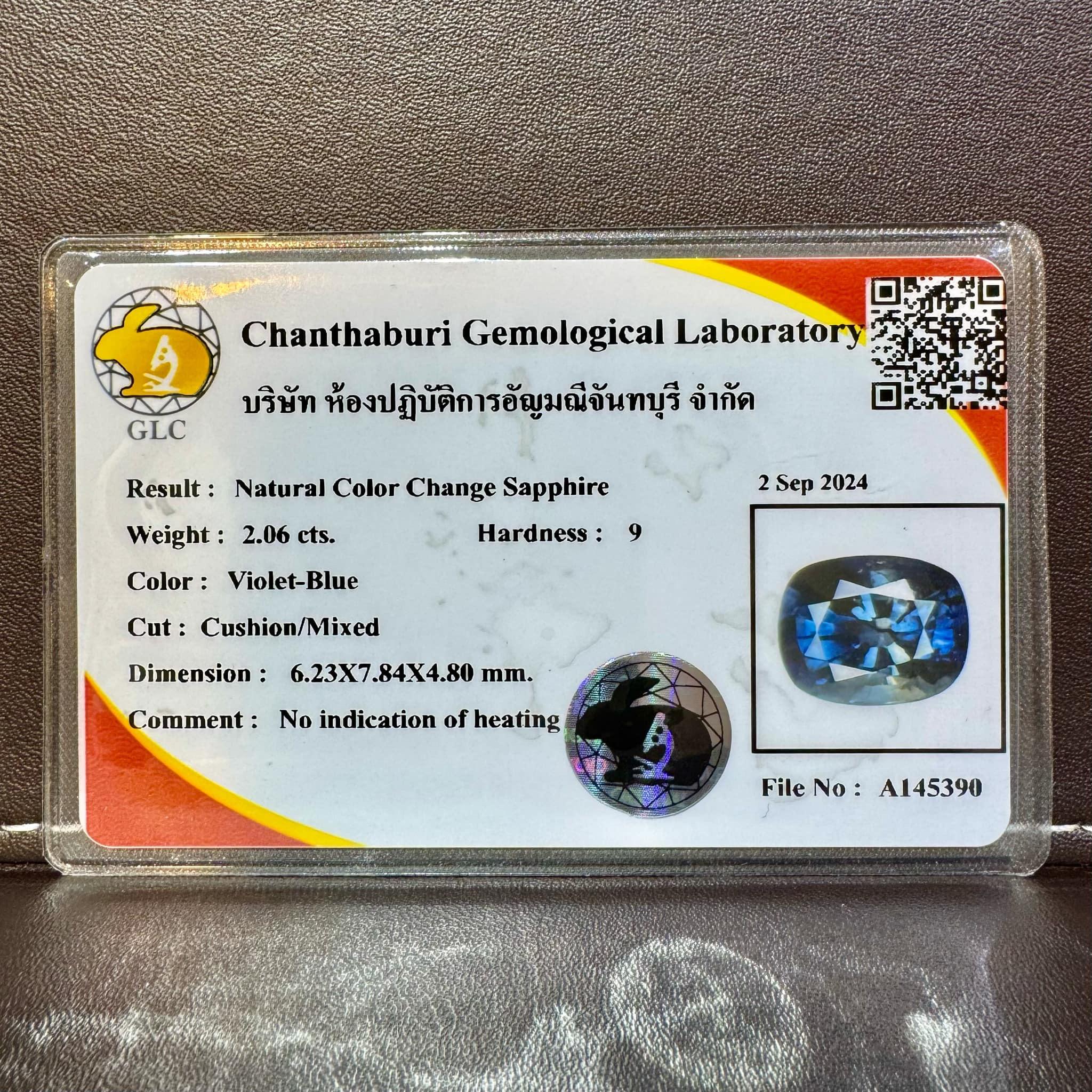 Anello GLC in oro bianco 14K con zaffiro non riscaldato con cambio di colore, misura 6,25 in vendita 6