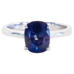 GLC 14K Weißgold 2,06 Karat unerhitzter Saphir Ring mit Farbwechsel-Saphir/ Größe 6,25