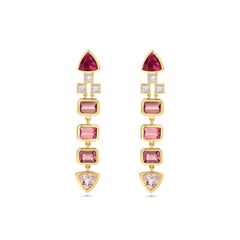Gleam Earrings in 18k Gold with Tourmaline & Diamonds by Future Fortune Jewelry
