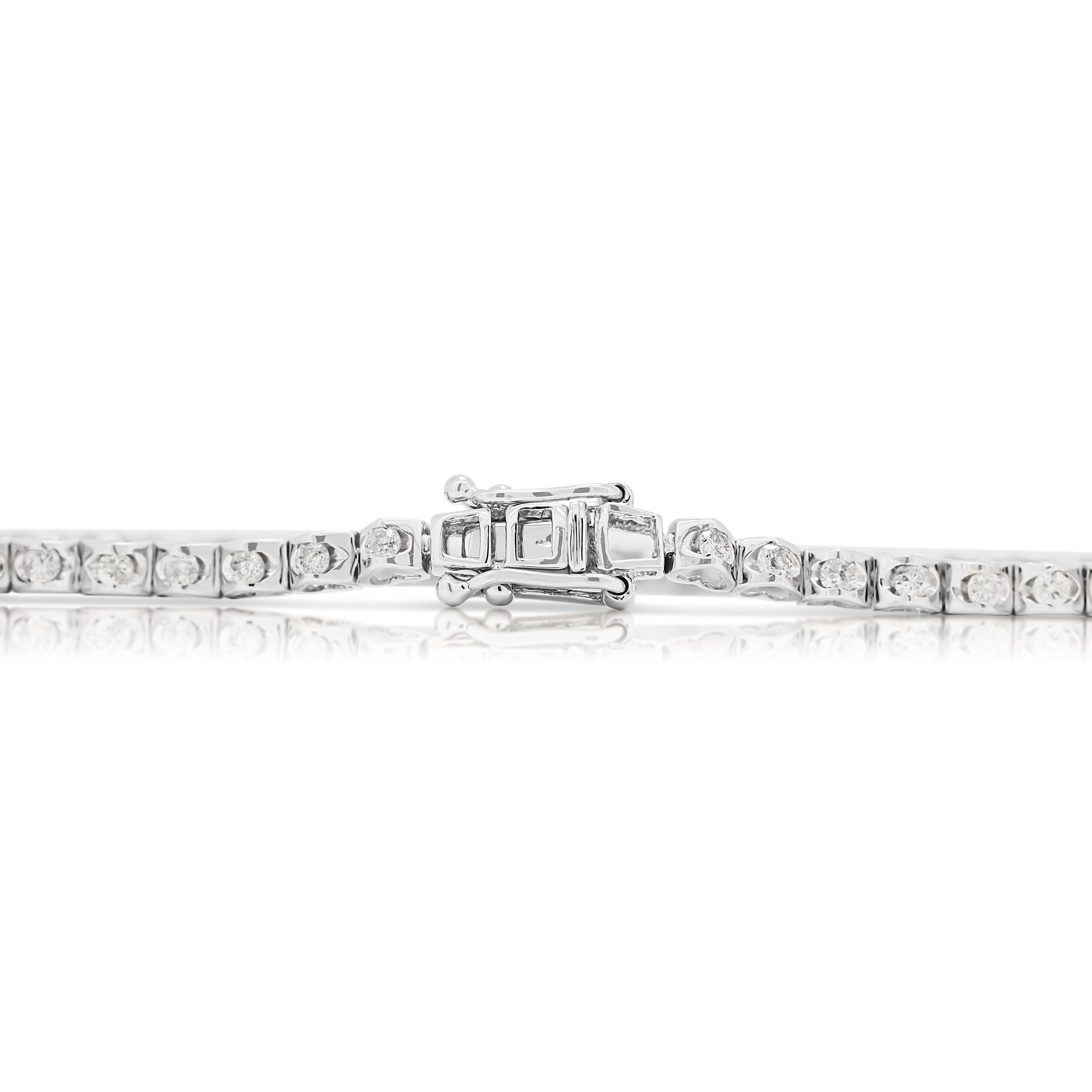 Women's Gleaming 0.5ct Natural Diamond Bracelet in 18K White Gold