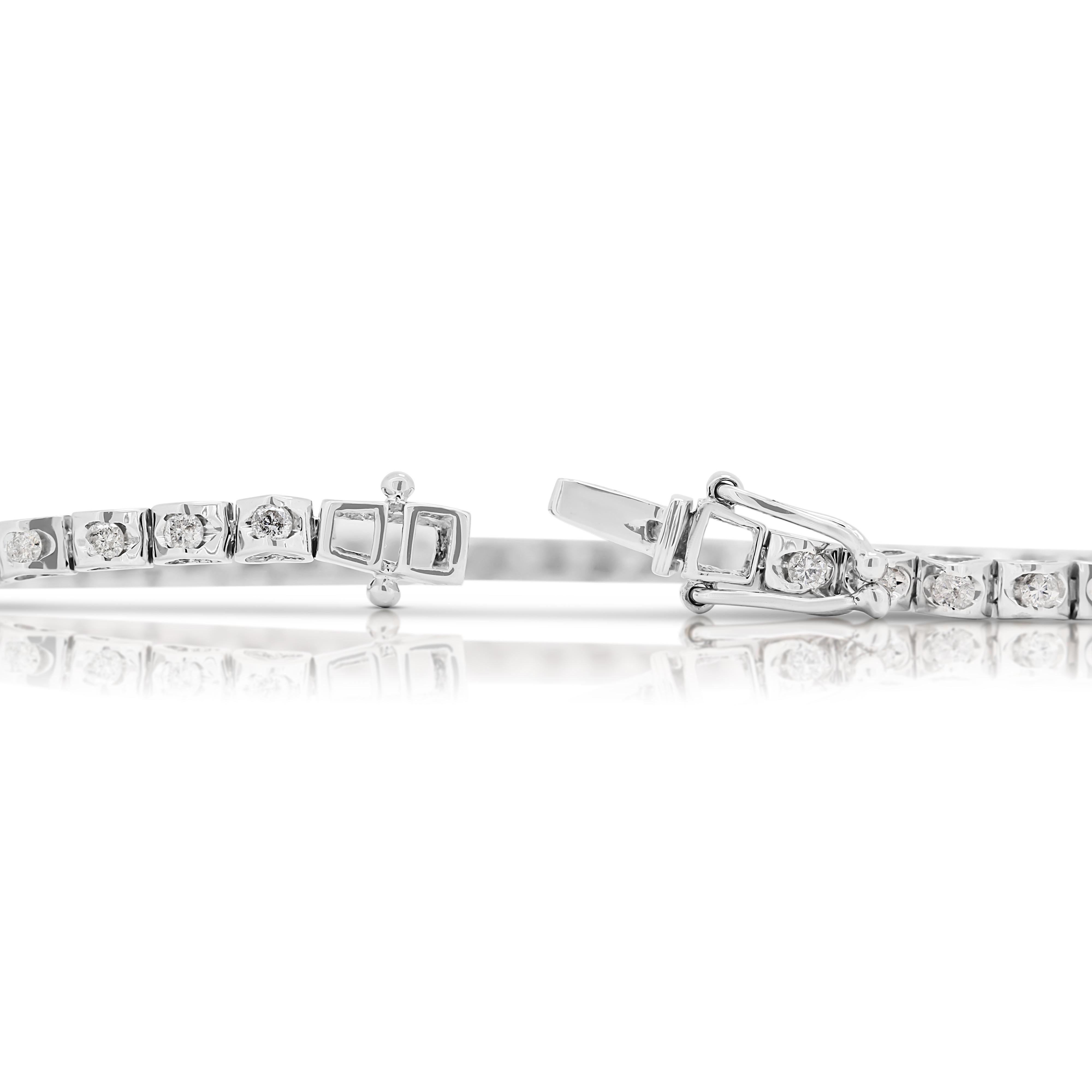 Gleaming 0.5ct Natural Diamond Bracelet in 18K White Gold 1