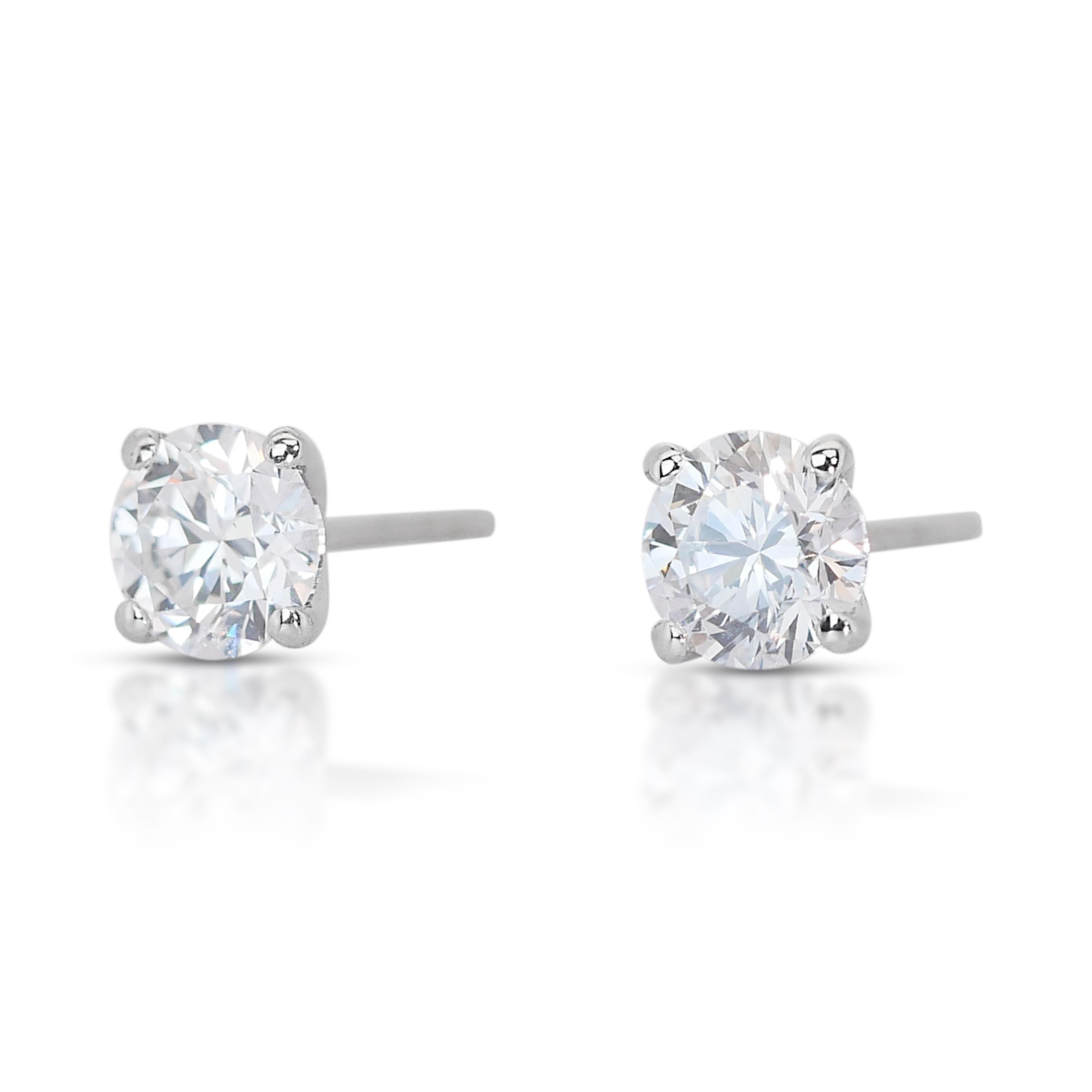 Women's Gleaming 18K White Gold Diamond Stud Earrings with 1.8ct- GIA Certified For Sale