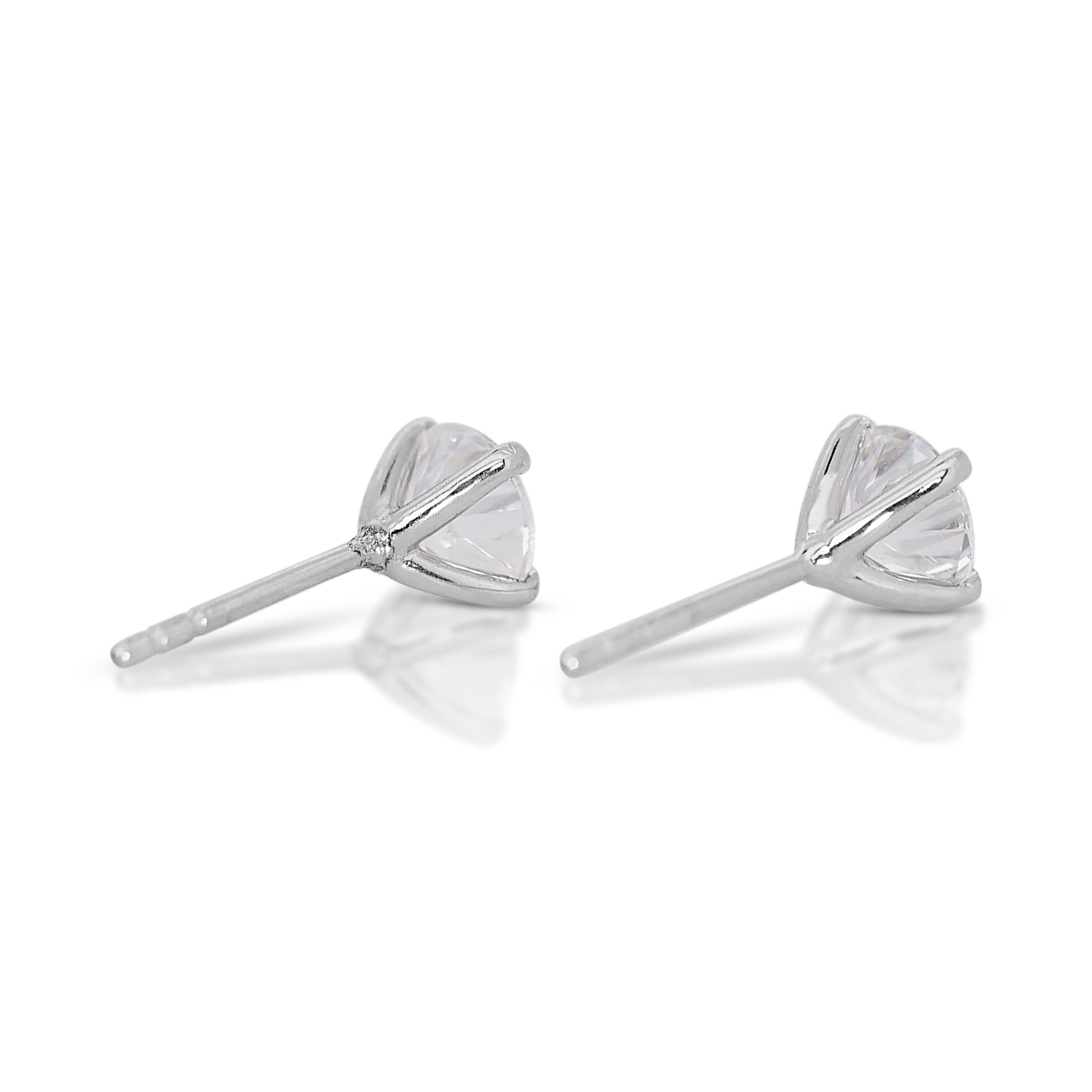 Gleaming 18K White Gold Diamond Stud Earrings with 1.8ct- GIA Certified For Sale 4