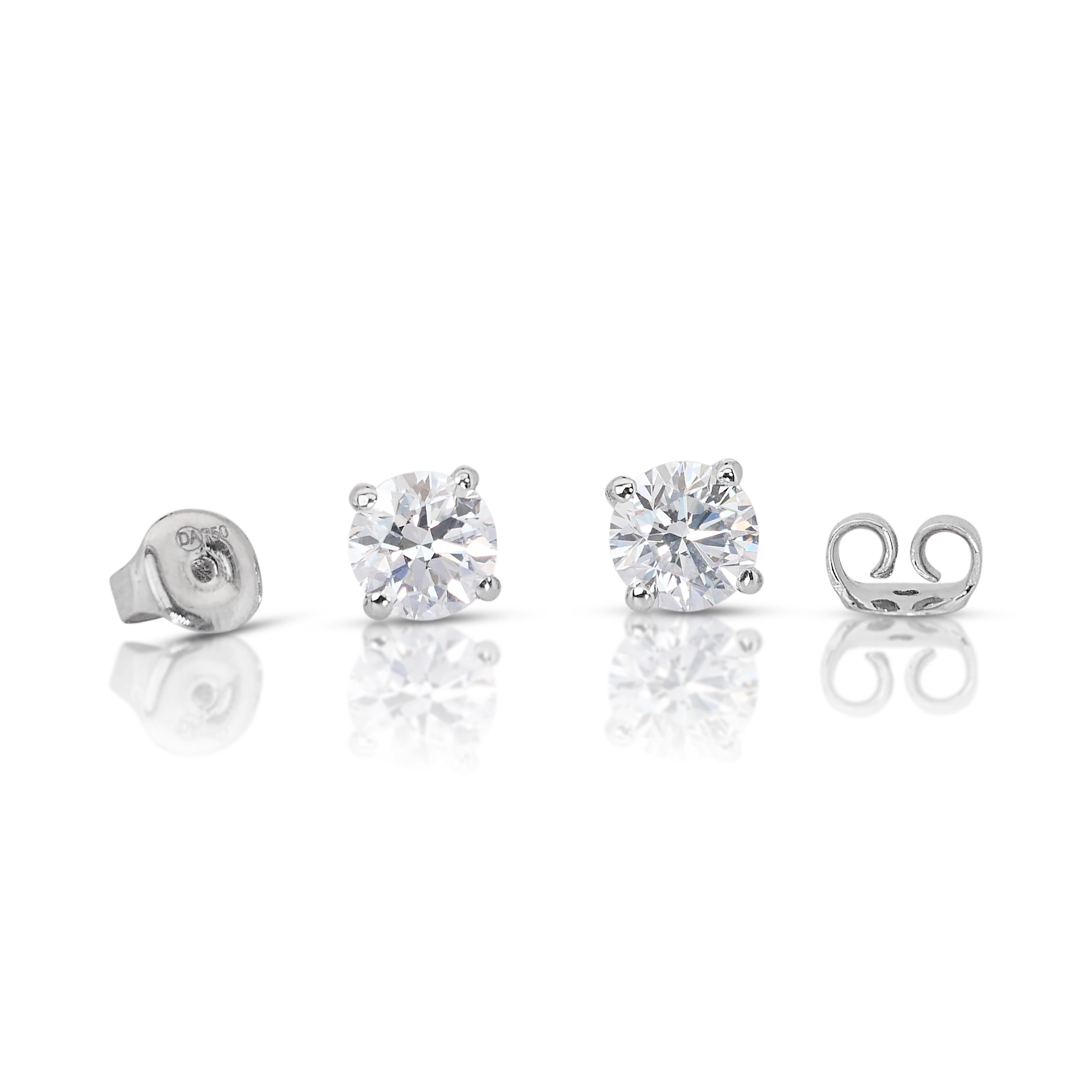 Gleaming 18K White Gold Diamond Stud Earrings with 1.8ct- GIA Certified For Sale 5