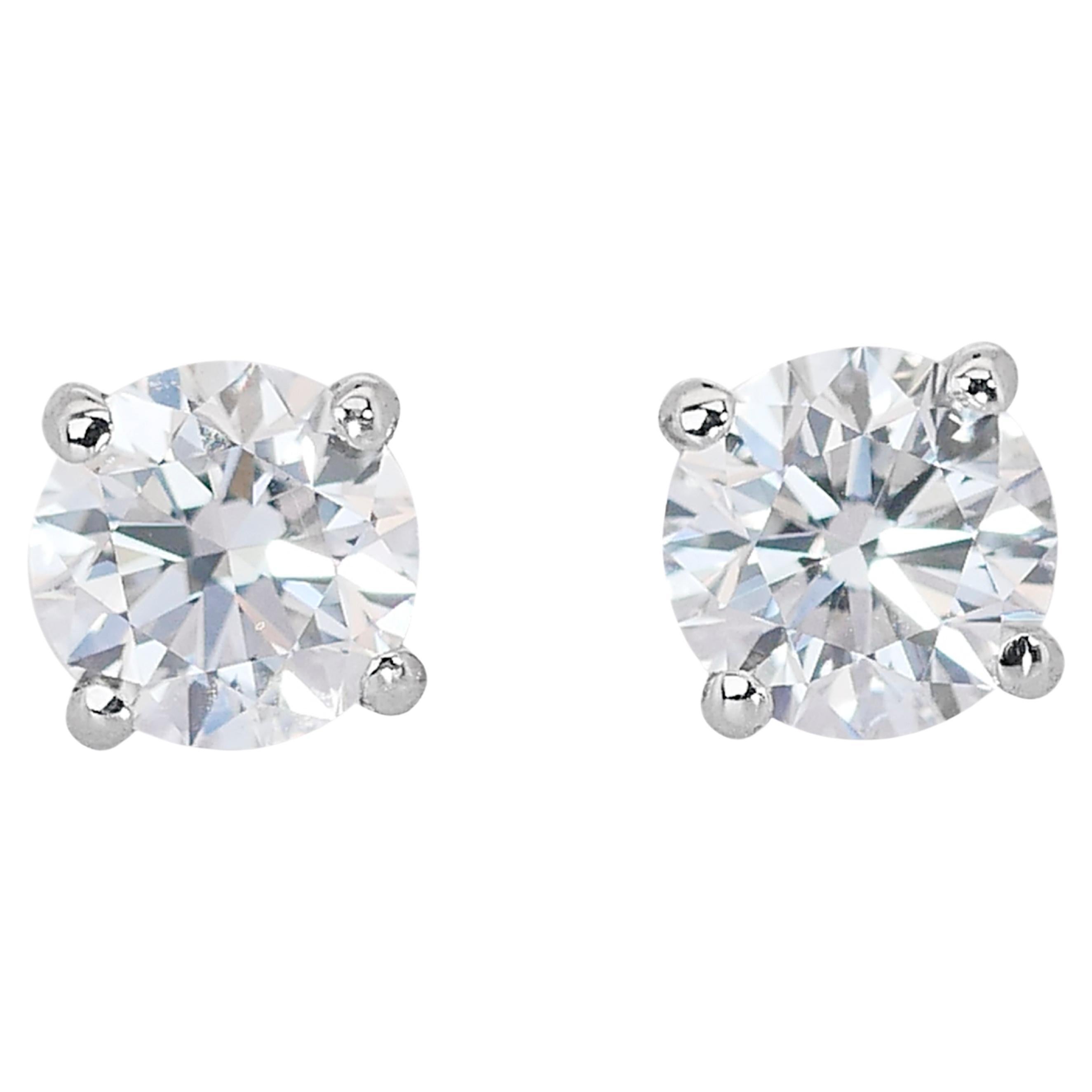 Gleaming 18K White Gold Diamond Stud Earrings with 1.8ct- GIA Certified For Sale
