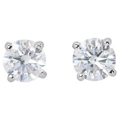 Gleaming 18K White Gold Diamond Stud Earrings with 1.8ct- GIA Certified