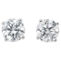 Clous d'oreilles éblouissants en or blanc 18 carats avec diamants naturels de 3,10 carats, certifiés GIA