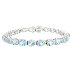 Bracciale classico tennis in argento con topazio blu e ctc, regalo per la damigella d'onore
