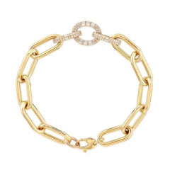 Gleaming Diamond 14K (or 18k upon request) Yellow Gold Link Loop Bracelet