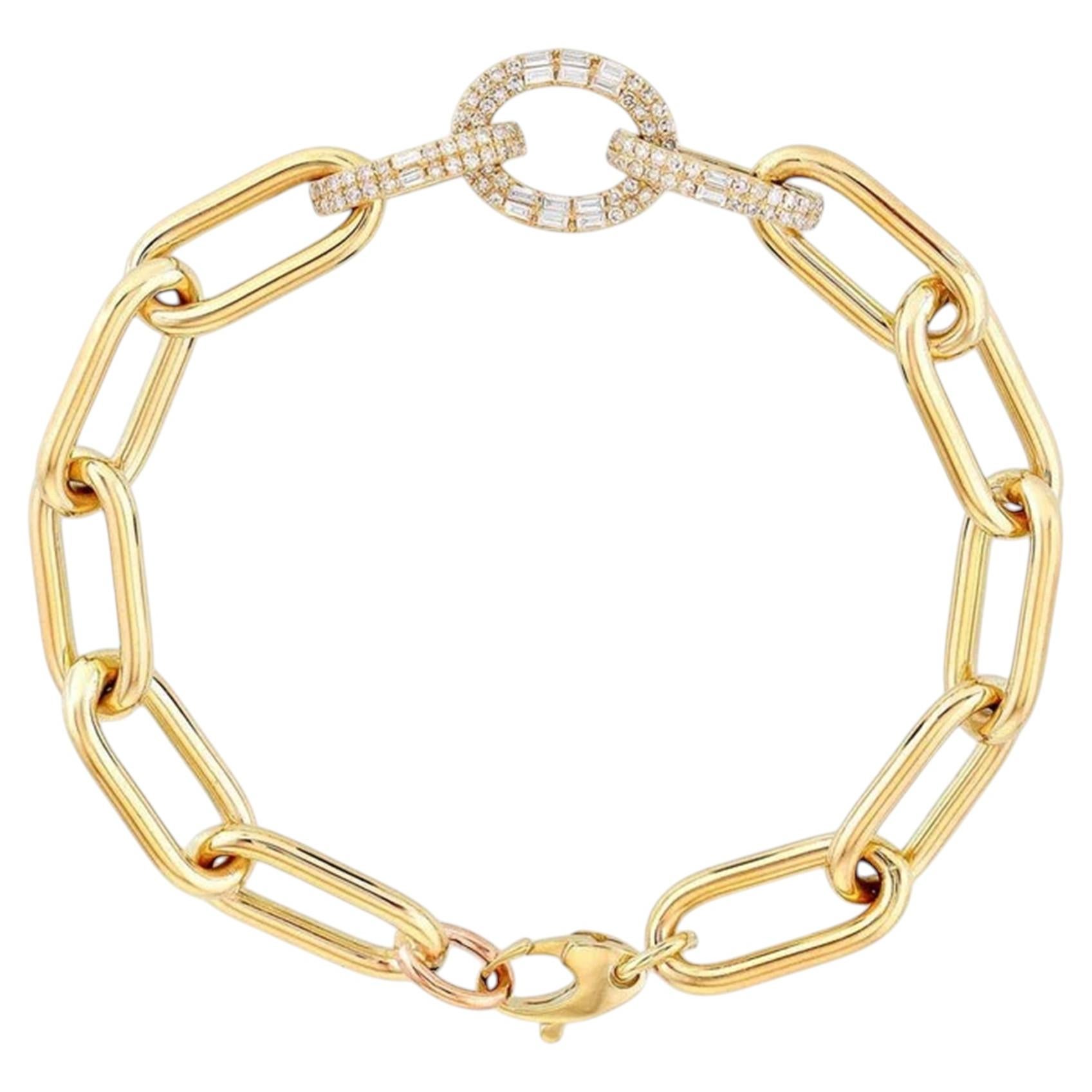 Bracciale Looping con diamante splendente in oro giallo 14K (o 18k su richiesta)