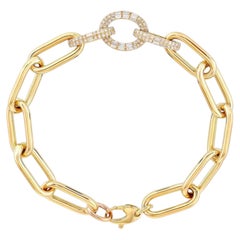 Gleaming Diamond 14K (or 18k upon request) Yellow Gold Link Loop Bracelet