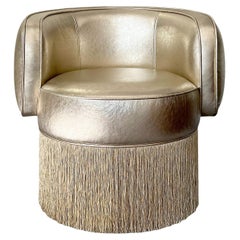 Gleaming Gold Metallic Leather Pirouette Armchair by Lorenza Bozzoli 