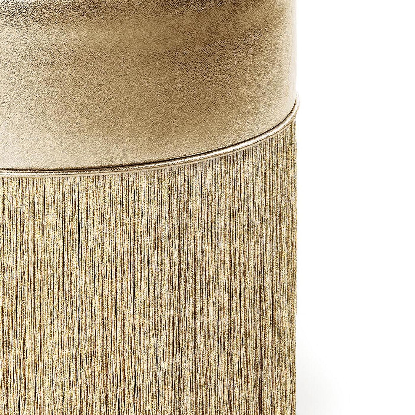 Gleaming Gold Metallic Leather with Lurex Fringes Pouf by Lorenza Bozzoli 2