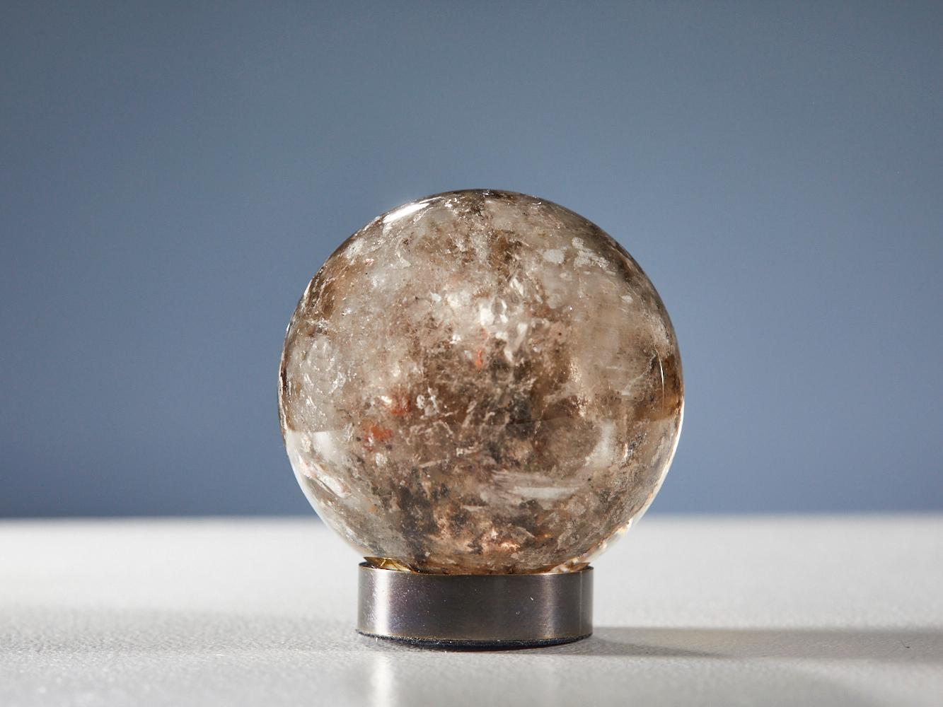 Gleaming Quartz Sphere with Golden Rutile For Sale 7