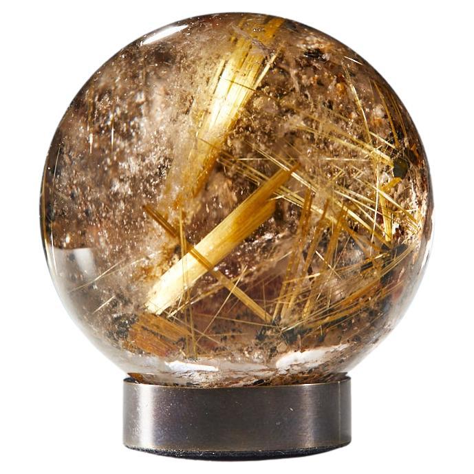 Gleaming Quartz Sphere with Golden Rutile