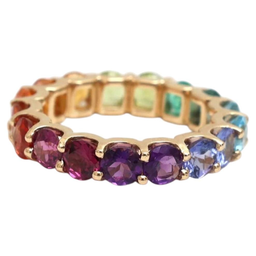 4.95ct Rainbow Sapphire 14K Yellow Gold Eternity Ring