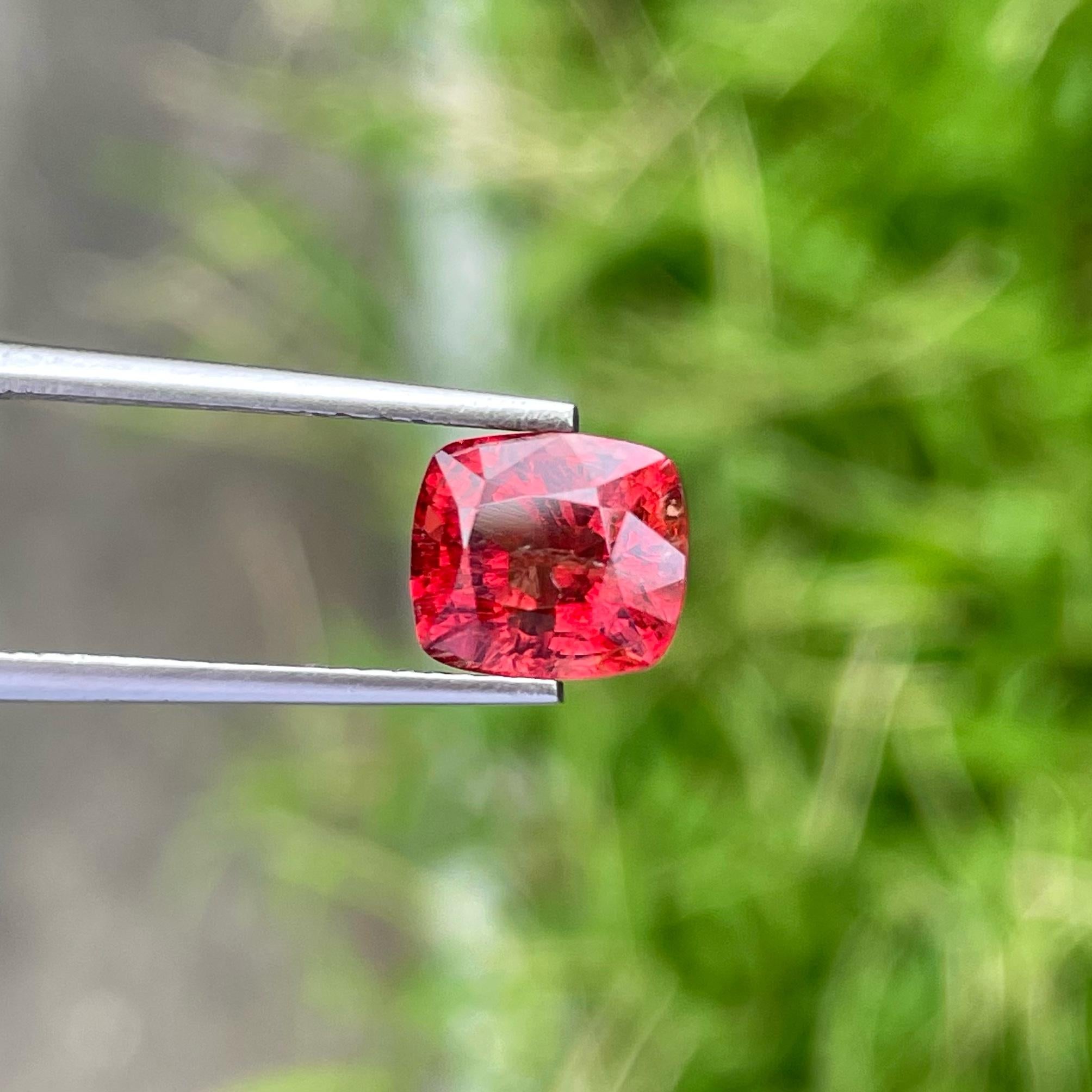 Modern Gleaming Red Burmese Spinel 2.45 carats Cushion Cut Natural Loose Gemstone