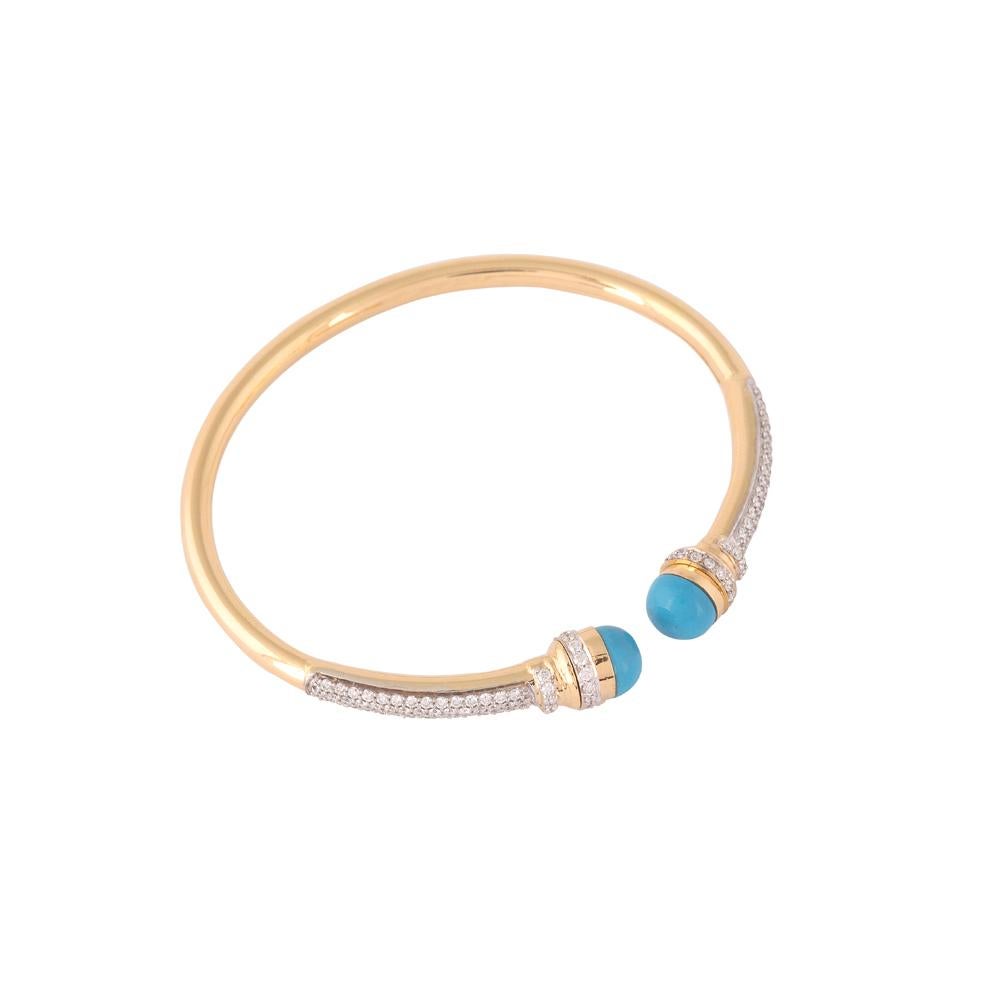 Contemporain Bracelet jonc en or 18 carats avec boule bleue F-VS et diamants naturels certifiés IGI de 1,2 carat en vente