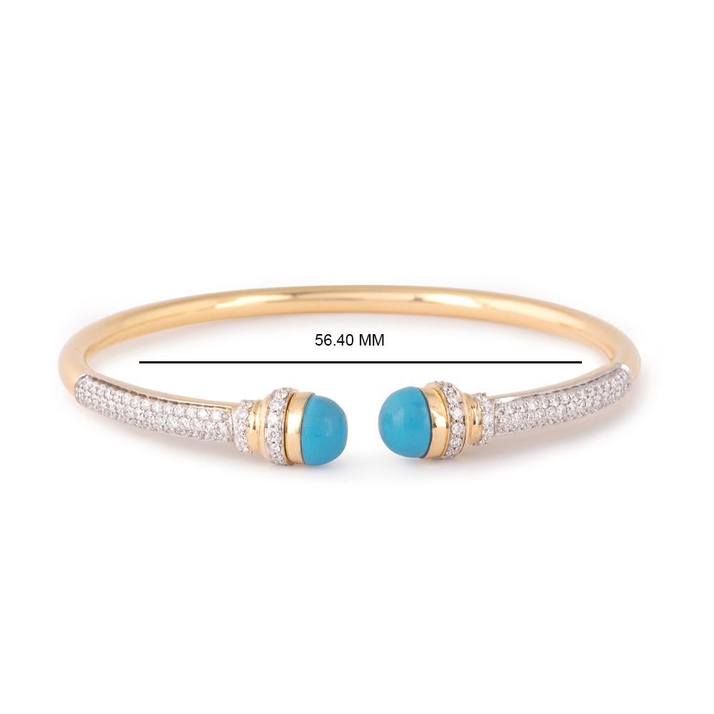 Taille brillant Bracelet jonc en or 18 carats avec boule bleue F-VS et diamants naturels certifiés IGI de 1,2 carat en vente