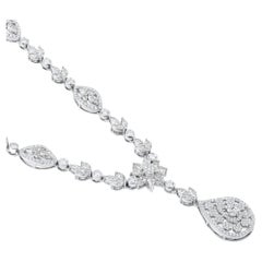 Designer 13.8ct Natural Diamond Marquise Pear 10K Gold Wedding Y-Drop Necklace