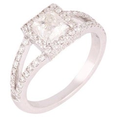 18K Gold 1.5ct GIA Certified Natural Diamond Princess Solitaire Wedding Ring