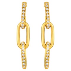 GLEAMIRE 14K Gold 0.1ct Natural Diamond E-SI Paperclip Link Drop Earrings