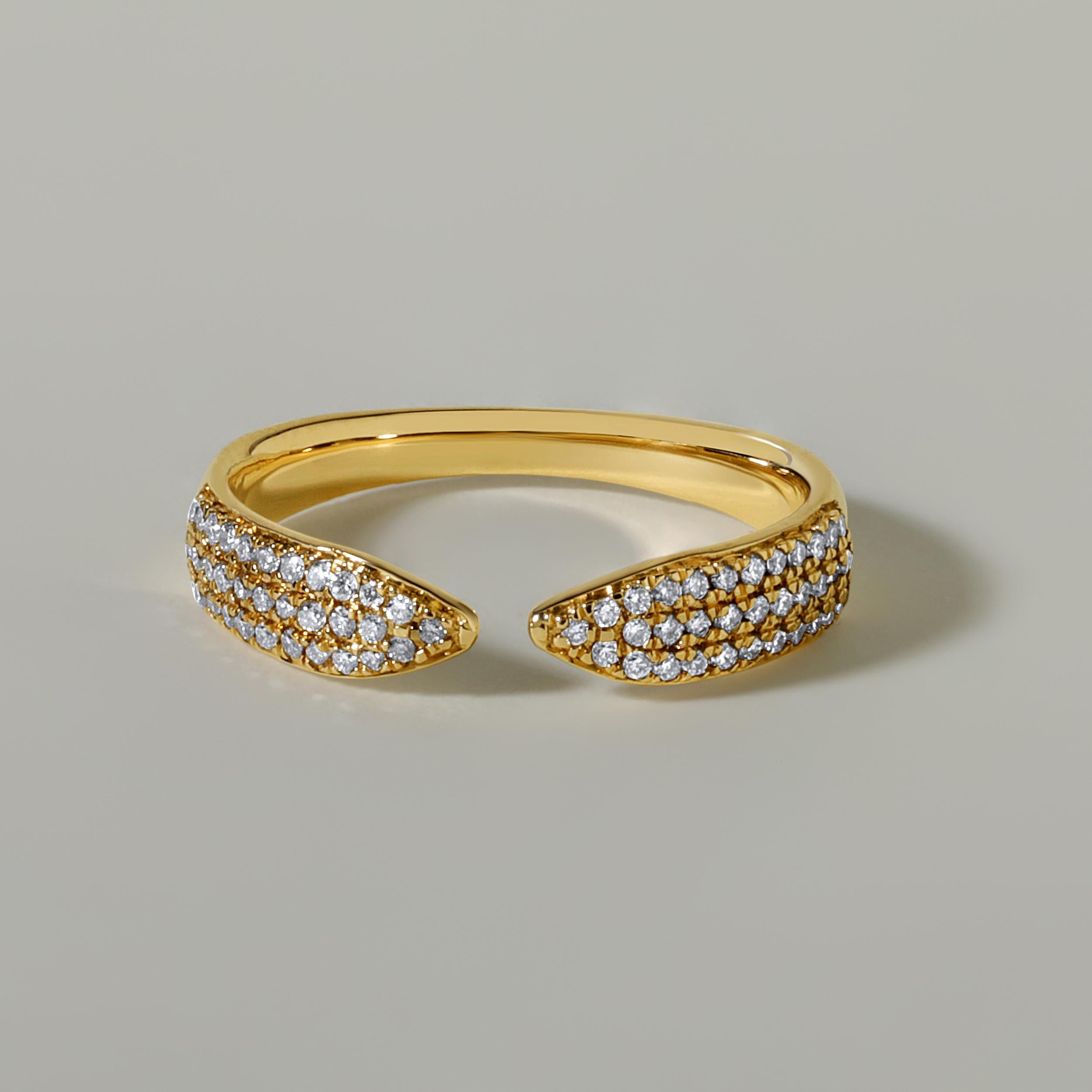 Contemporary GLEAMIRE 14K Gold 0.25ct Rose-Cut Natural Diamond E-SI Open Claw Delicate Ring For Sale
