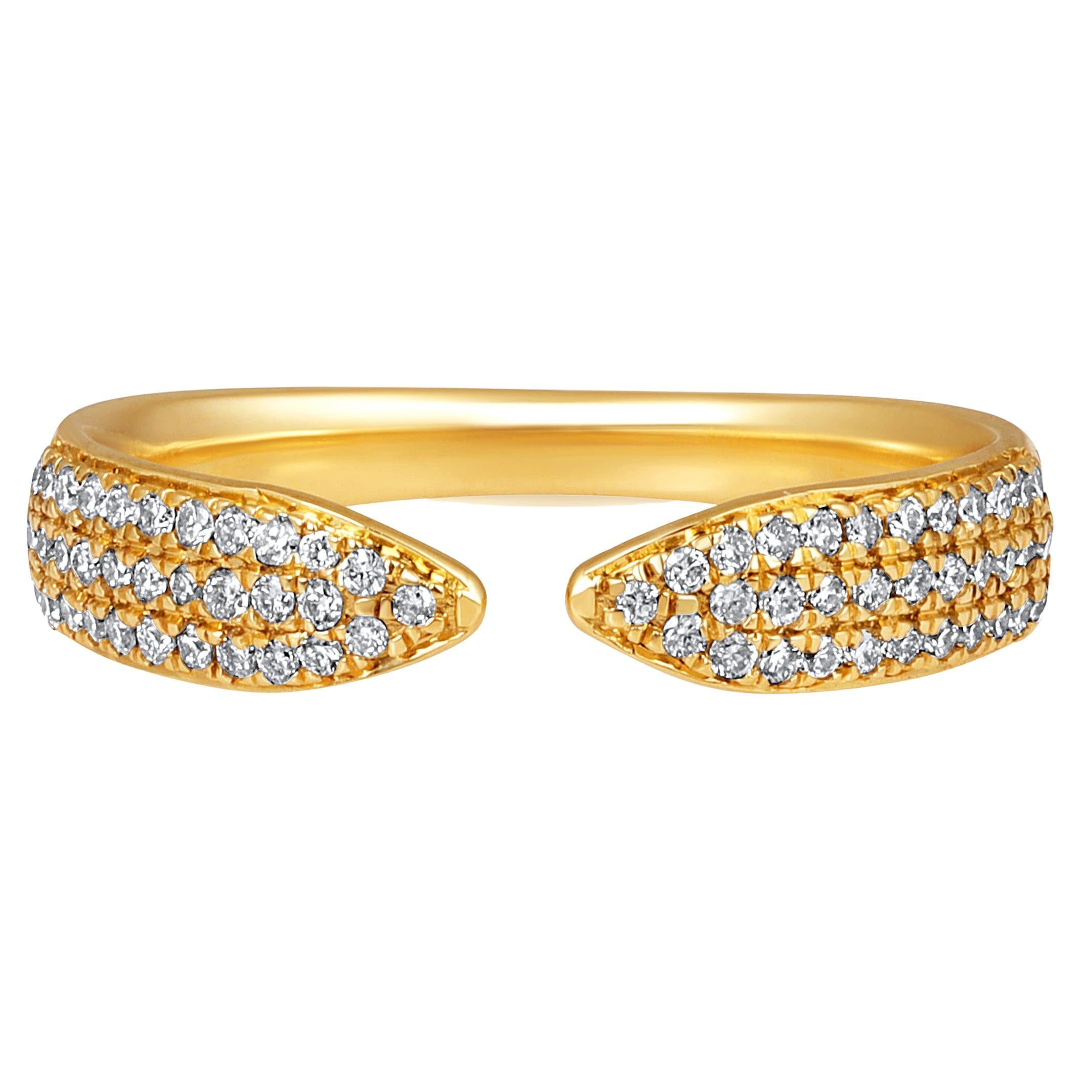 GLEAMIRE Bague délicate à griffes ouvertes en or 14 carats avec diamant naturel taillé en rose de 0,25 carat en vente