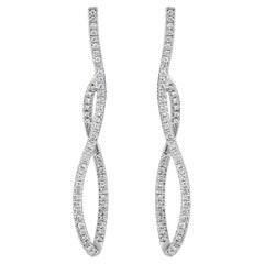 GLEAMIRE 14K Gold 0.2ct Natural Diamond F-SI Twist 30.5mm Drop Earrings