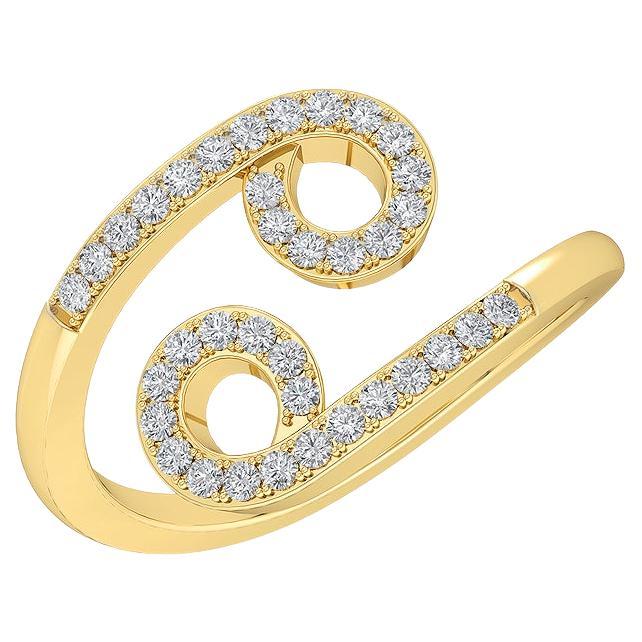 Gleamire 14k Gold 0.3 Carat Natural Diamond Designer Yellow Cross Ring
