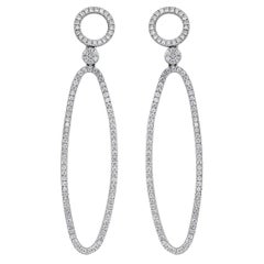 GLEAMIRE 14K Gold 0.4ct Natural Diamond F-SI Oval Circle Drop Earrings