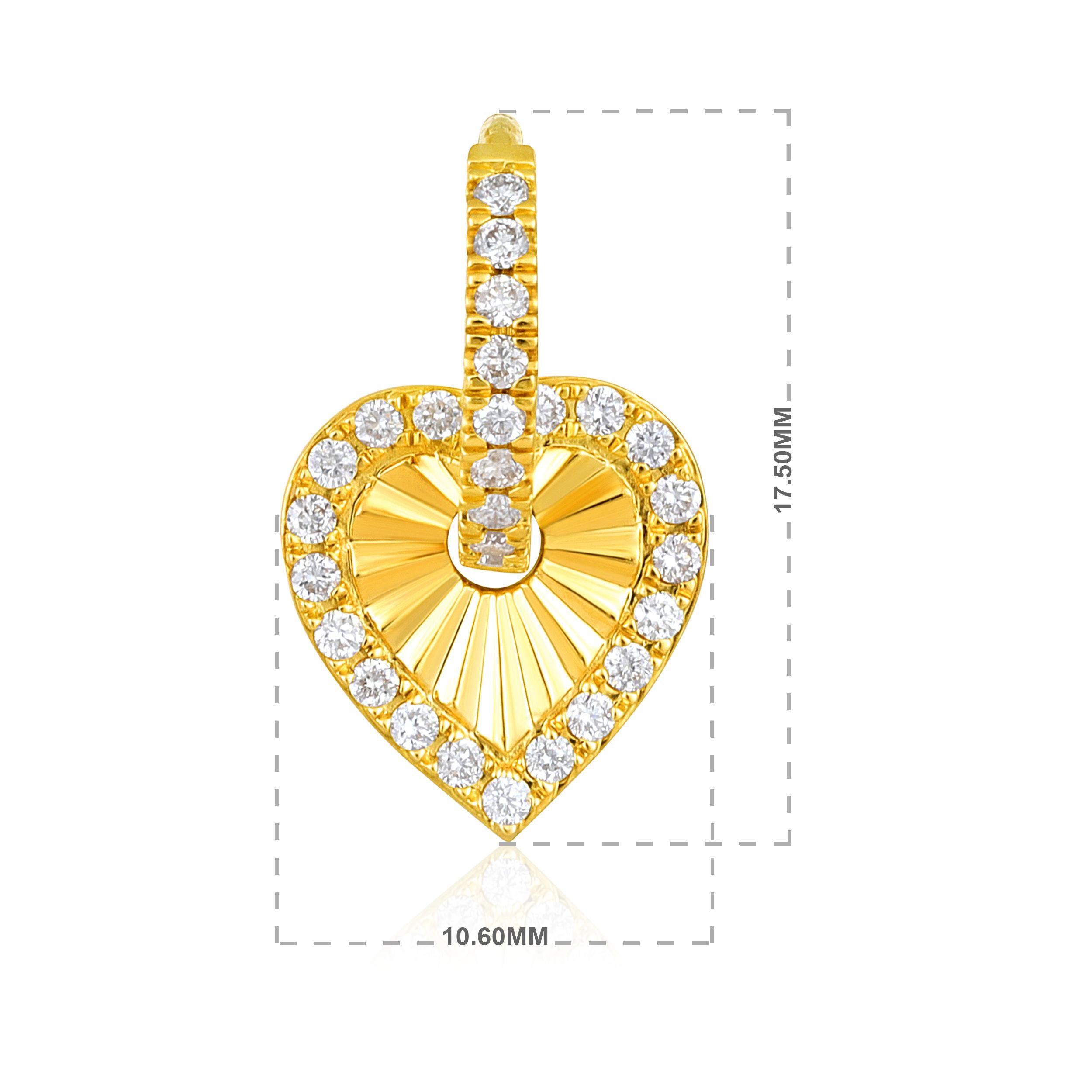 Women's GLEAMIRE 14K Gold 0.5ct Natural Diamond F-SI Heart Hoop Drop Earrings For Sale