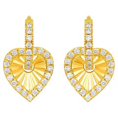 GLEAMIRE Pendants d'oreilles cœur F-SI en or 14 carats avec diamants naturels 0,5 carat