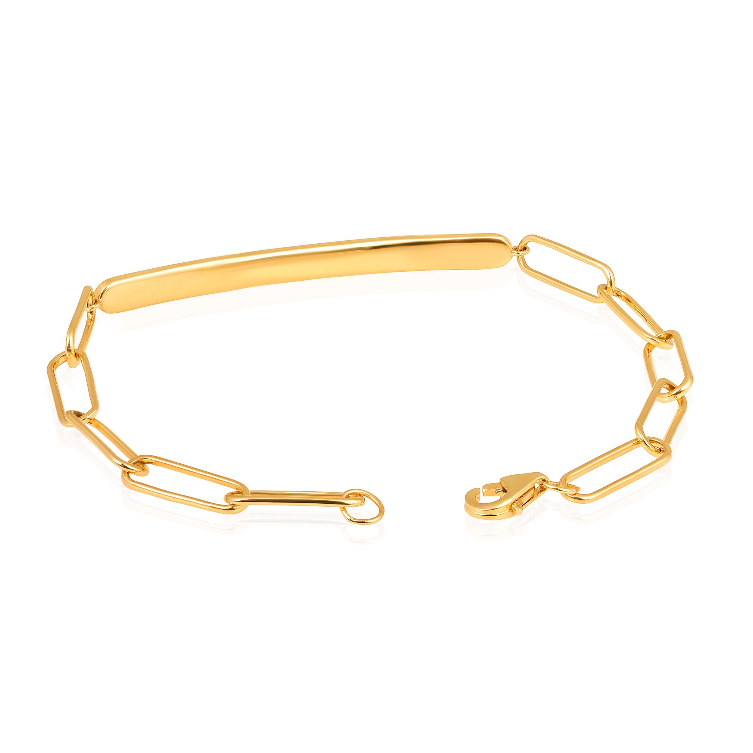 Contemporain GLEAMIRE Bracelet à maillons en or 14 carats avec diamants naturels 0,6 carat E-SI Paperclip en vente