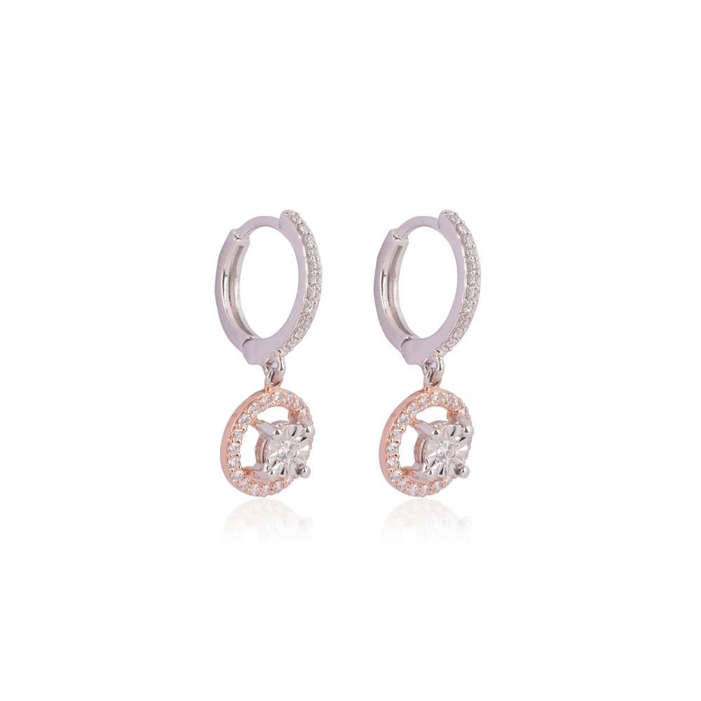 Taille brillant Collier d'oreilles rond F-VVS en or 14 carats avec diamants naturels certifiés IGI de 0,7 carat en vente