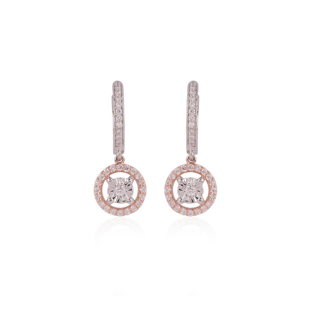 Brilliant Cut IGI Certified 14K Gold 0.7ct Natural Diamond F-VVS Necklace Earrings Round Set For Sale