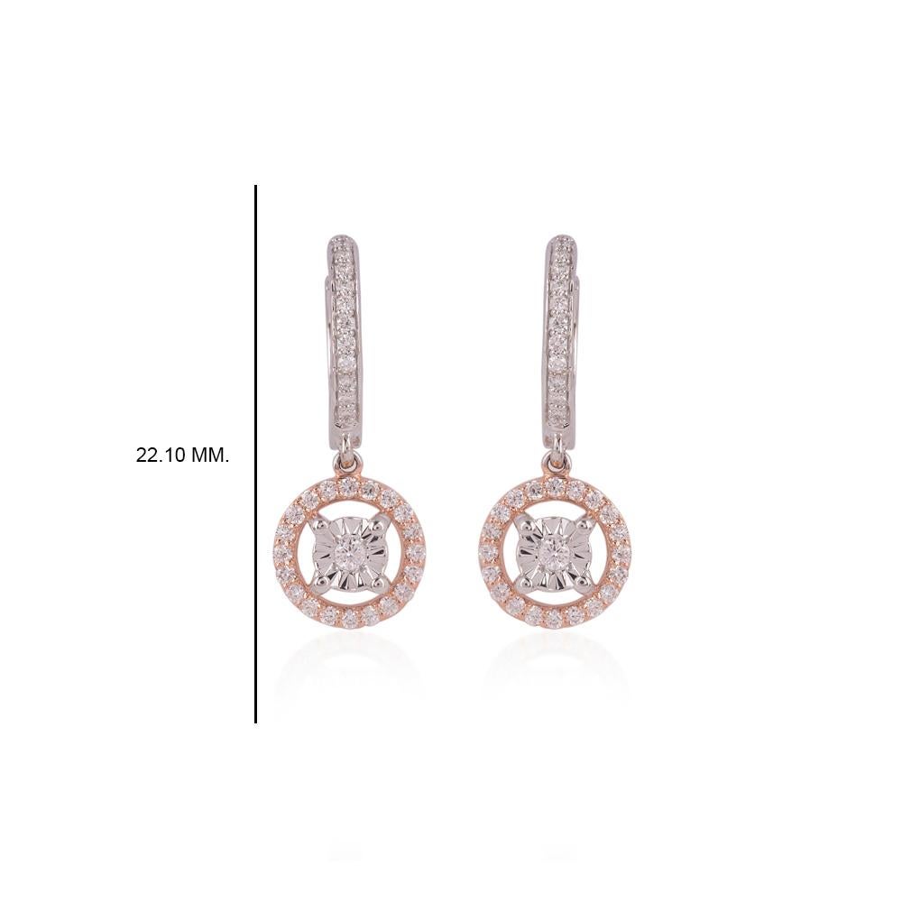 Collier d'oreilles rond F-VVS en or 14 carats avec diamants naturels certifiés IGI de 0,7 carat en vente 2